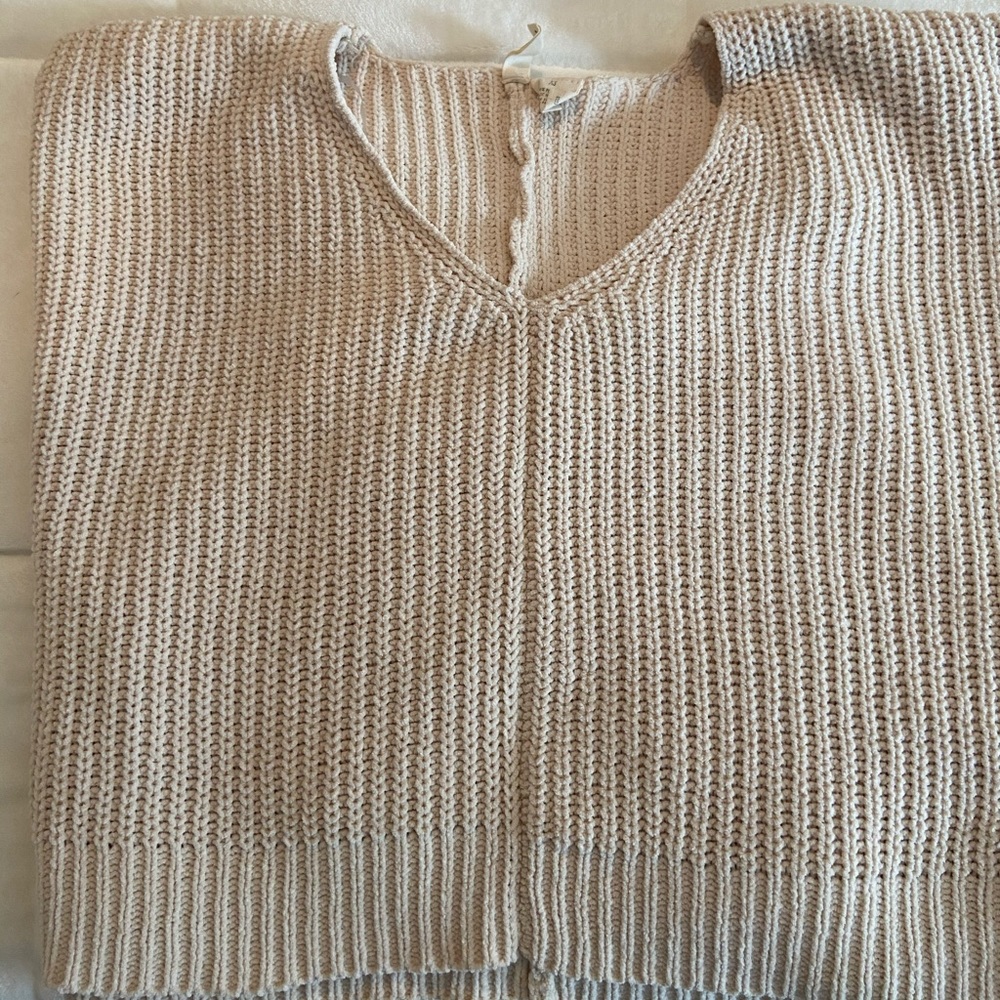 Off White Cropped Knit Sweater